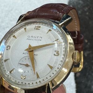 Gruen automatic watch with Brown Leather Strap